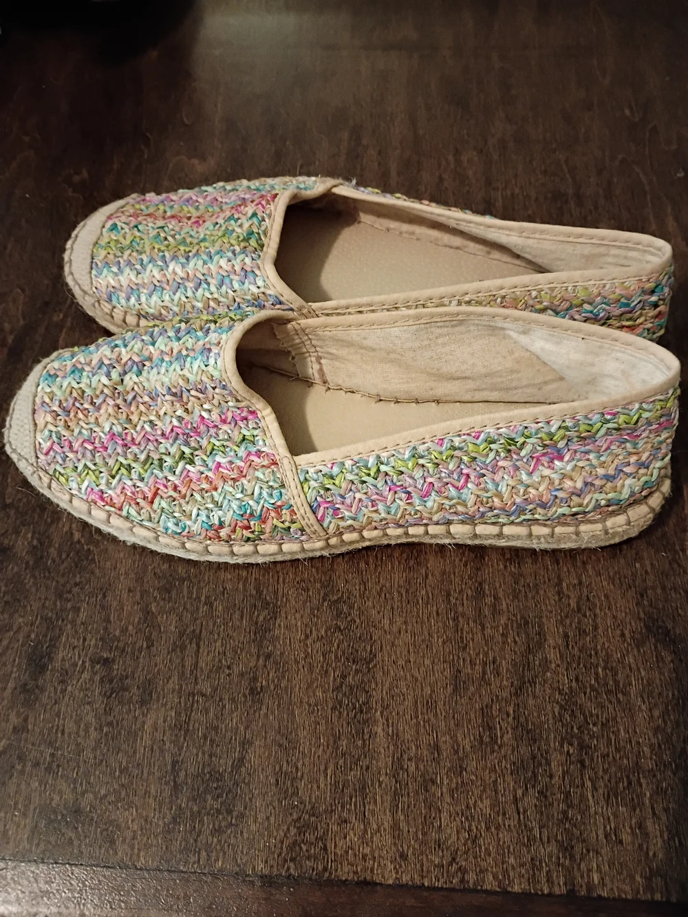 Azura Made in Spain Multi-Color Woven Espadrille Slip-On Flats Women's Sz 37